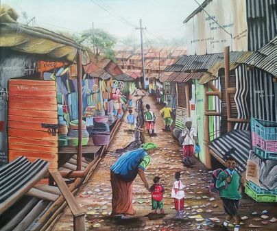 00442, Douglas  Maina, 21, Nairobi - Through the streets , acrylic