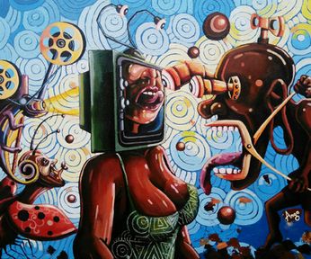COMMENDED. Joseph Makau, 23, Mirror of Deceit, acrylic 