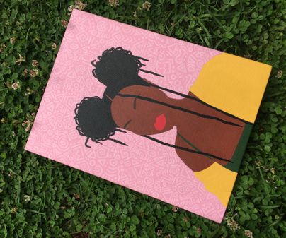 Tracy Wanjagi, 20, MINIMALIST WOMAN, acrylic on canvas